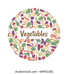 veggies shaped in circle. vector illustration for your design of vegetarian menu