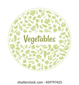 veggies shaped in circle. vector illustration for your design of vegetarian menu