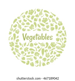 veggies shaped in circle. vector illustration for your design of vegetarian menu