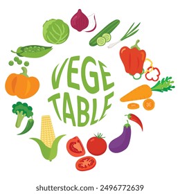 vegtetable flat design circle form shape isolated white background