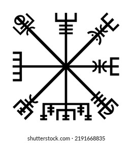 Vegvisir. Der Zauberkompass der Wikinger. Runic Talisman. Vektorgrafik