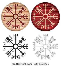 Vegvisir, The Magic Navigation Compass Of Ancient Icelandic Vikings Vector Illustration