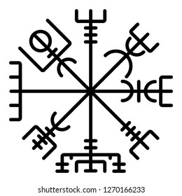 Vegvisir runic compass galdrastav Navigation compass symbol icon black color