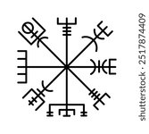 The Vegvisir, the Viking compass, Nordic, Norse, Scandinavian symbol, vector design