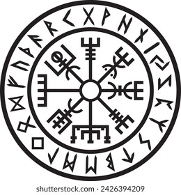 Vegvisir Brújula vikinga Protección nórdica amuleto símbolo mágico