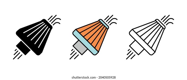 Vehicle air filter icon set. Car parts line icons. Automobile production icon set. Silhouette, colorful and linear set.