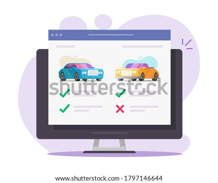 Vehicle auto web digital auction with car automobiles review, rental comparing and choosing features online shop website with history details, concept of buying or selling internet store modern design
