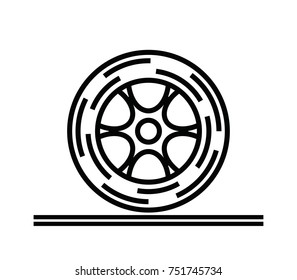 Vehicle or automobile tire alloy wheel vector illustration