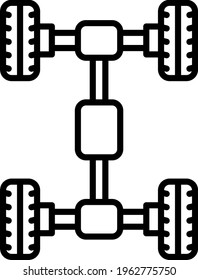 Vehicle Base Structure Concept, Motor Vehicle Service and automobile repair shop Symbol, Lorry spare parts Sign, auto mechanic stock illustration, Rear and Front Car Axle Vector Icon Design, 