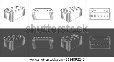 Vehicle Battery Wireframe Technical Drawing Vector Design
