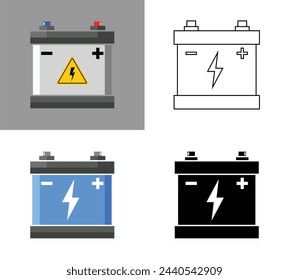 Vehicle Betteries ion vector. Linear And filled Bettery icon Set. Vector Illustration Concept.