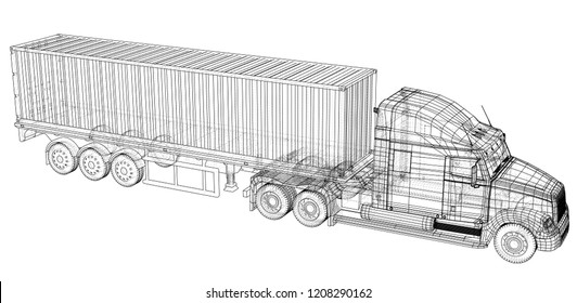 Vehicle. Big Cargo Truck. EPS10 format. Vector created of 3d