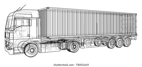 Vehicle. Big Cargo Truck. EPS10 format. Vector created of 3d