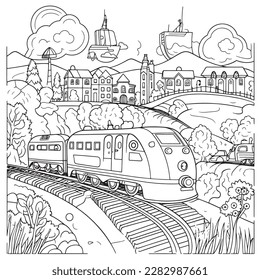 vehicle, Black and white coloring pages for kids, simple lines, cartoon style, happy, cute, funny, many things in the world.