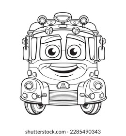 vehicle, Black and white coloring pages for kids, simple lines, cartoon style, happy, cute, funny, many things in the world.