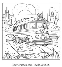 vehicle, Black and white coloring pages for kids, simple lines, cartoon style, happy, cute, funny, many things in the world.