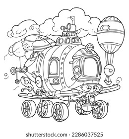 vehicle, Black and white coloring pages for kids, simple lines, cartoon style, happy, cute, funny, many things in the world.