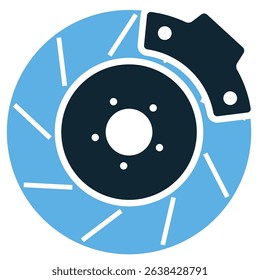 Vehicle brake icon vector for stop system, safety component, and auto control. Ideal for driving safety visuals, transport infographics, and mechanical diagrams.