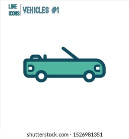 Vehicle cabrio car icon thin line minimalistic modern style. Vector illustration