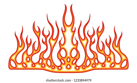 Vehicle car and bike color vinyl decals isolated vector. Hot fire decal artwork, illustration of pattern fire stencil