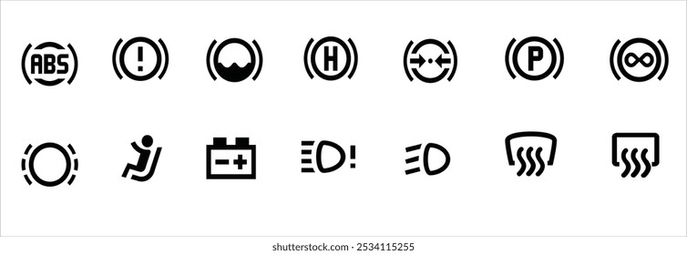 símbolos de la señal de advertencia del tablero de instrumentos del vehículo UI para la conducción de la seguridad y el sistema del icono de la conducción