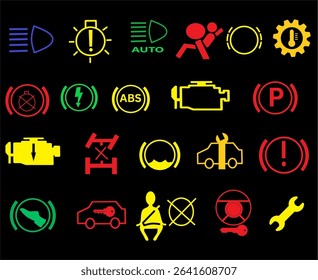 vehicle car safety sevurity warning symbols useful for automobile designs