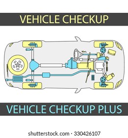 Vehicle check up, inspection, diagramm (CAR SERVICE) FORM vector 