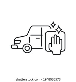 Vehicle cleaning linear icon. Car wash. Thin line customizable illustration. Contour symbol. Vector isolated outline drawing. Editable stroke