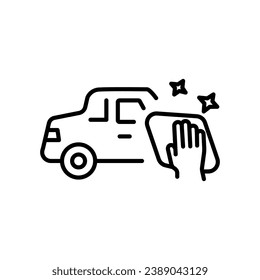 Vehicle cleaning linear icon. Car wash. Thin line customizable illustration. Contour symbol. Vector isolated outline drawing. Editable stroke