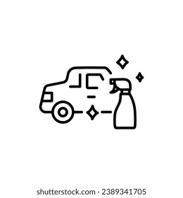 Vehicle cleaning linear icon. Car wash. Thin line customizable illustration. Contour symbol. Vector isolated outline drawing. Editable stroke