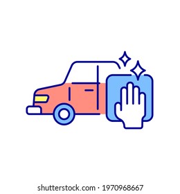Vehicle cleaning RGB color icon. Car wash. Thin line flat vector illustration.