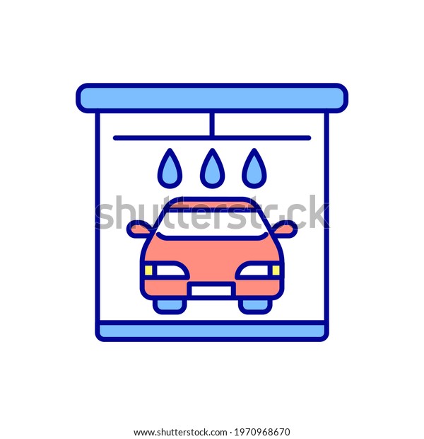 Vehicle cleaning RGB color icon. Car wash.\
Thin line flat vector\
illustration.