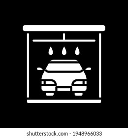 Vehicle cleaning white glyph icon. Car wash. Thin line customizable illustration. Contour symbol. Vector isolated outline drawing.