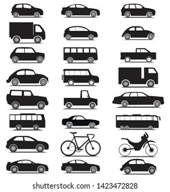 Vehicle collection with side view in black color