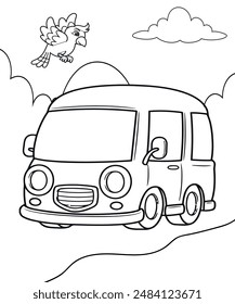 Vehicle colorin page for kids