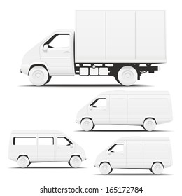 Vehicle Commercial. Illustration of types of commercial vehicles side for applying corporate identity.