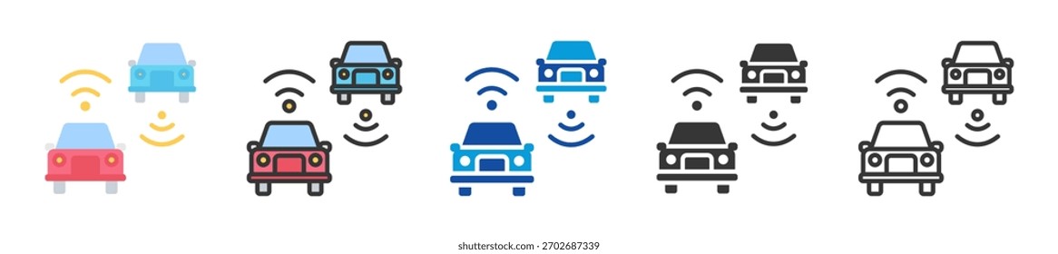 vehicle to vehicle communication icon set multi style various collection