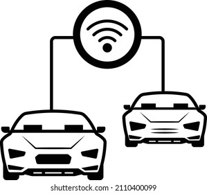 Vehicle to Vehicle connectivity Concept, Robot Car communication Vector Icon Design, Future transportation Symbol, Driver less Transport innovations Sign, Autonomous aerial vehicle Stock Illustration