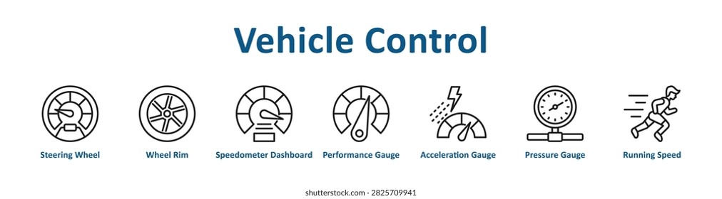 Vehicle Control web icon banner with line art style