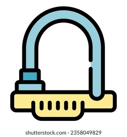 Vehicle cycling lock icon outline vector. Safety sport. Secure transport color flat