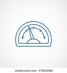 Vehicle Dashboard Speedometer Tachometer Blue Line Icon On White Background