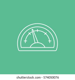 Vehicle Dashboard Speedometer Tachometer Line Icon On Green Background
