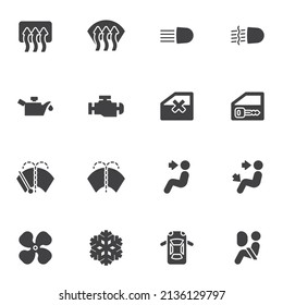 Vehicle dashboard symbols vector icons set, modern solid symbol collection, filled style pictogram pack. Signs, logo illustration. Set includes icons as seat belt, airbag, engine warning, fog light