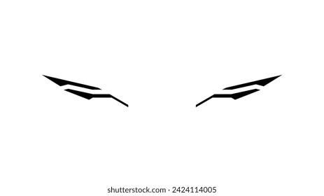 Vehicle decal stripes. Twin wings design style. Trendy striping graphic element in black fill vector illustration. Editable and suitable for many purposes.