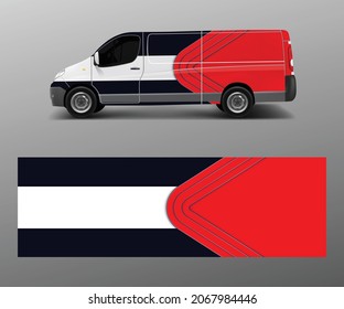Vehicle decal wrap design cargo van vector. Graphic abstract wave background designs for advertisement company branding