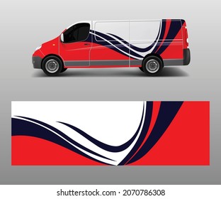 Vehicle decal wrap design cargo van vector. Graphic abstract wave background designs for advertisement company branding