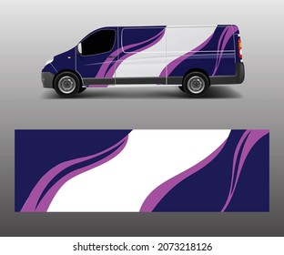 Vehicle decal wrap design cargo van vector. Graphic abstract wave background designs for advertisement company branding
