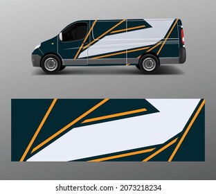 Vehicle decal wrap design cargo van vector. Graphic abstract wave background designs for advertisement company branding