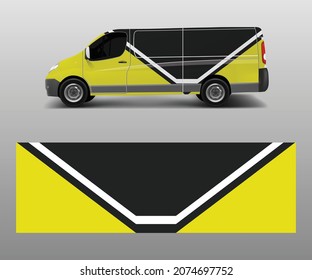 Vehicle decal wrap design cargo van vector. Graphic abstract wave background designs for advertisement company branding