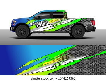 Vehicle decal wrap design, truck, car and cargo van vector. Graphic abstract stripe background designs for vehicle, race, advertisement, adventure and livery car.